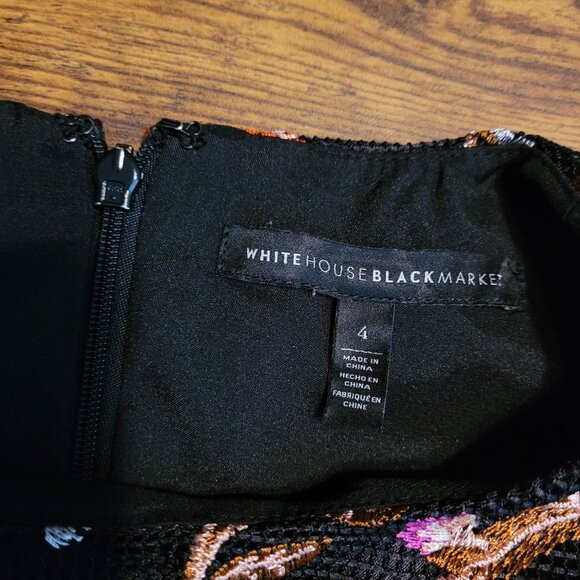 WHBM Floral Embroidered Sheath Dress Size 4 Sleeveless Black Multi Romantic - Picture 4 of 8